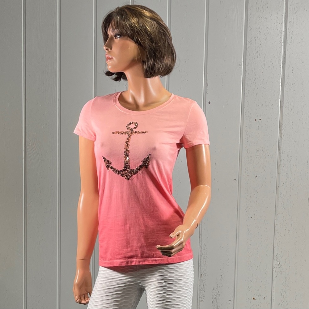 **Tommy Hilfiger Women’s Anchor Ombré Short Sleeve T-Shirt Sz XS